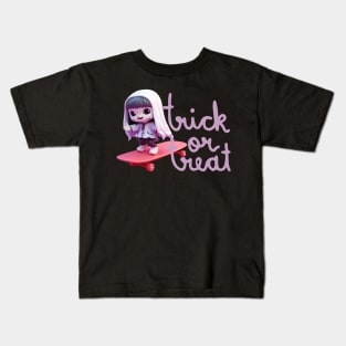 ghost girl skateboarding Kids T-Shirt